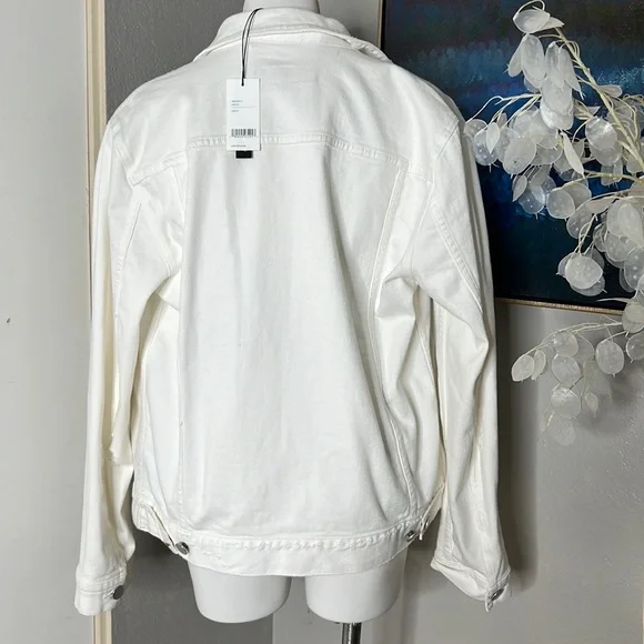 NWT J Brand Men's White Noah Distressed Denim Jacket In Jortis Size M JB002073
